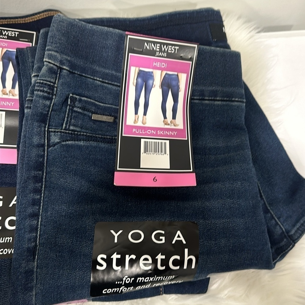 Nine West pull on skinny stretch dark wash jegging jeans sz 6 NWT - Picture 2 of 2
